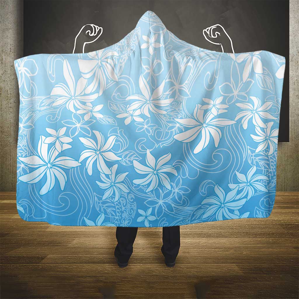Tiare Tahiti Hooded Blanket Blue Polynesia Motifs - Polynesian Pride