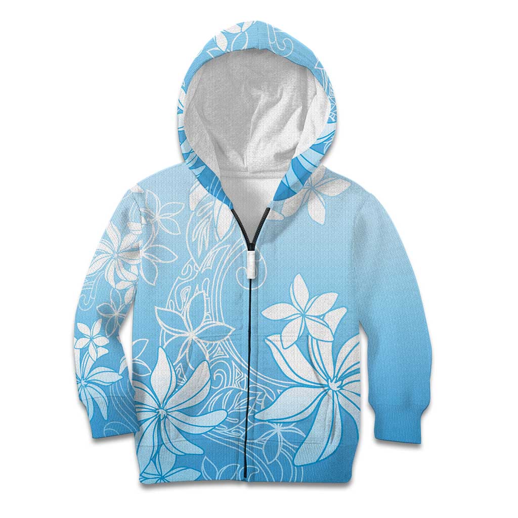 Tiare Tahiti Kid Hoodie Blue Polynesia Motifs - Polynesian Pride