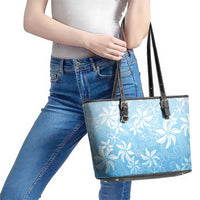 Tiare Tahiti Leather Tote Bag Blue Polynesia Motifs - Polynesian Pride