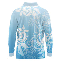 Tiare Tahiti Long Sleeve Polo Shirt Blue Polynesia Motifs - Polynesian Pride