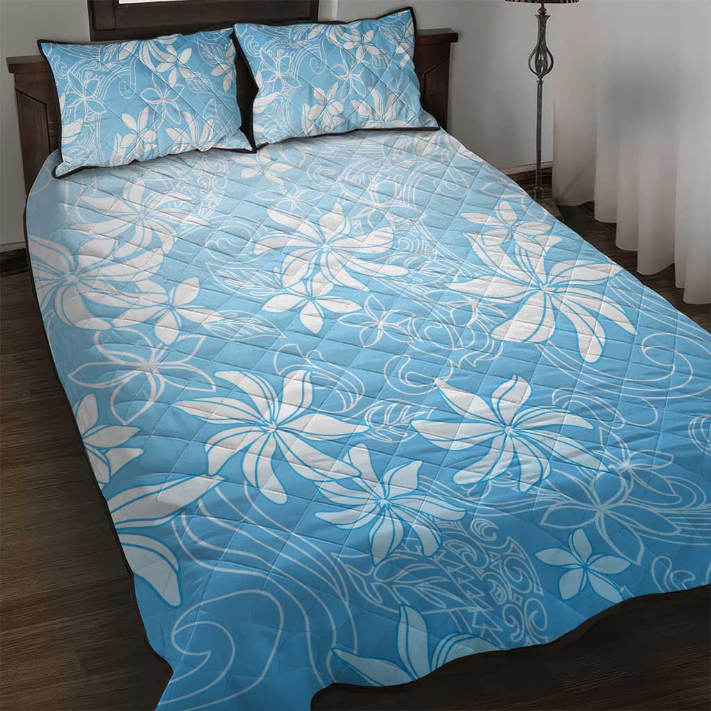 Tiare Tahiti Quilt Bed Set Blue Polynesia Motifs - Polynesian Pride
