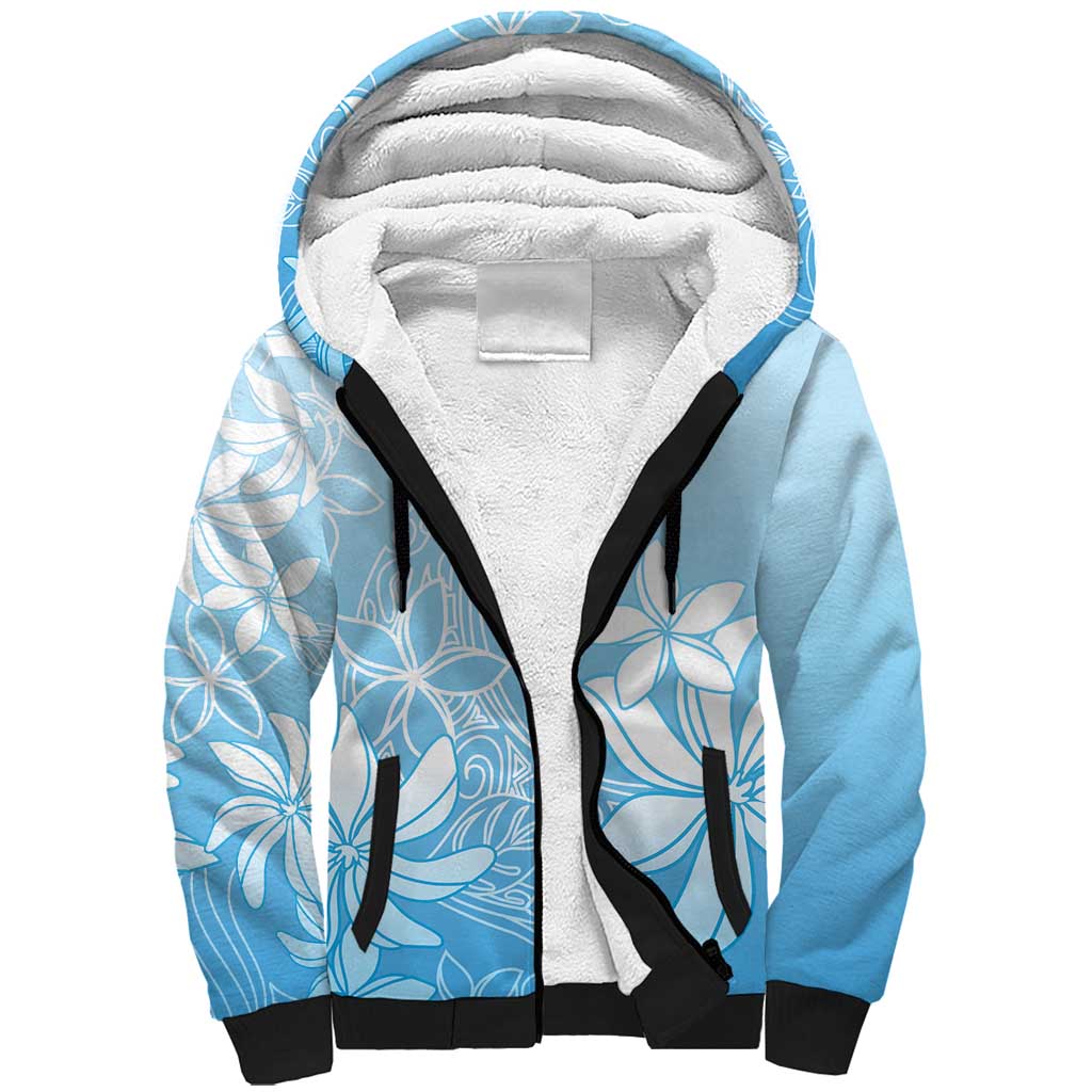 Tiare Tahiti Sherpa Hoodie Blue Polynesia Motifs - Polynesian Pride