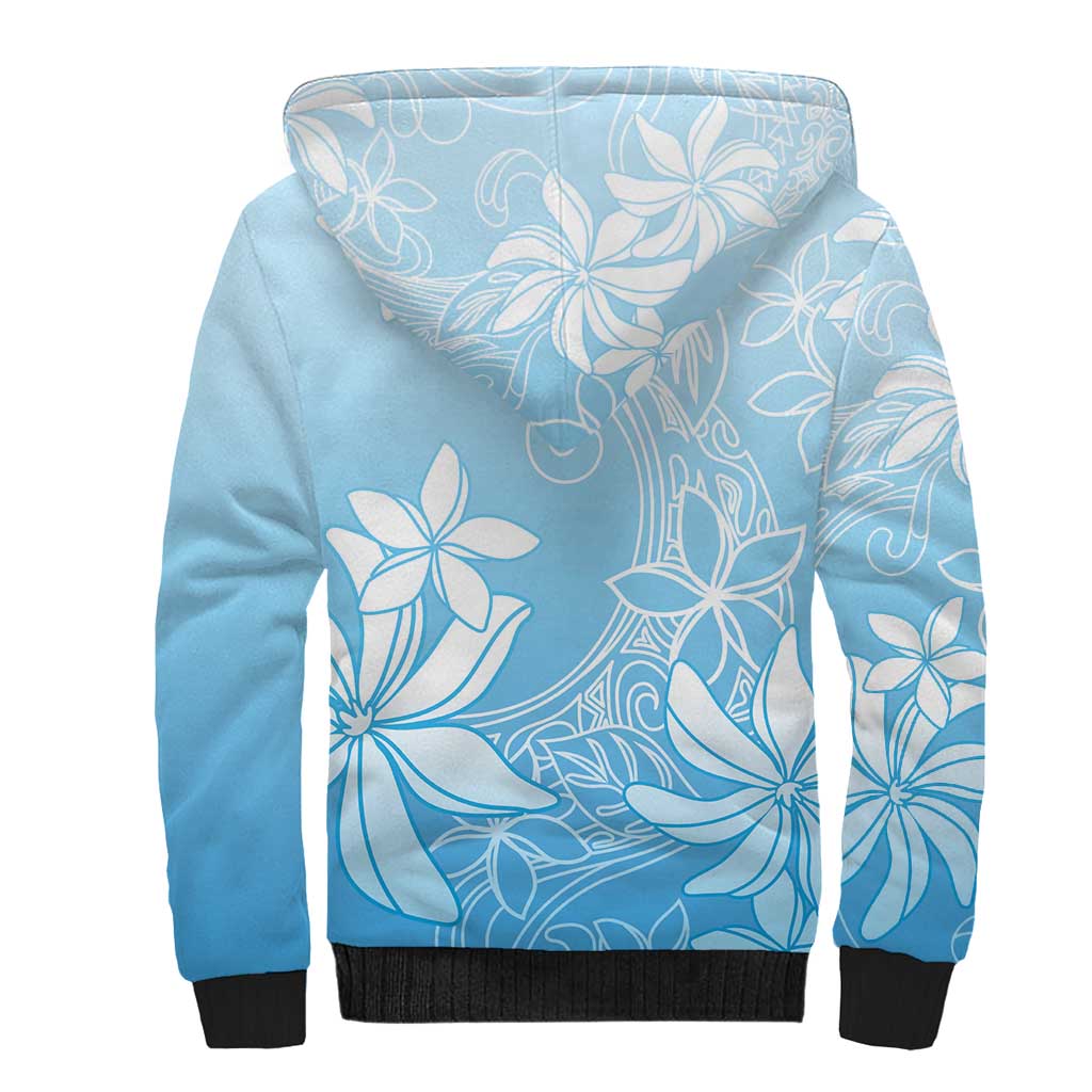 Tiare Tahiti Sherpa Hoodie Blue Polynesia Motifs - Polynesian Pride