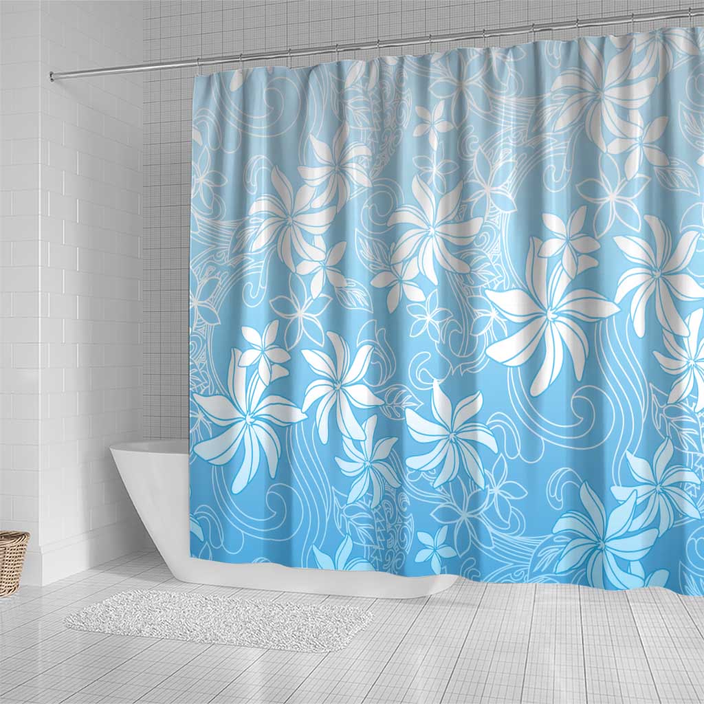 Tiare Tahiti Shower Curtain Blue Polynesia Motifs - Polynesian Pride