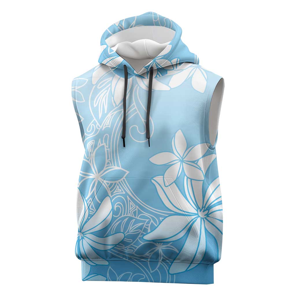 Tiare Tahiti Sleeveless Hoodie Blue Polynesia Motifs - Polynesian Pride