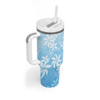 Tiare Tahiti Tumbler With Handle Blue Polynesia Motifs - Polynesian Pride