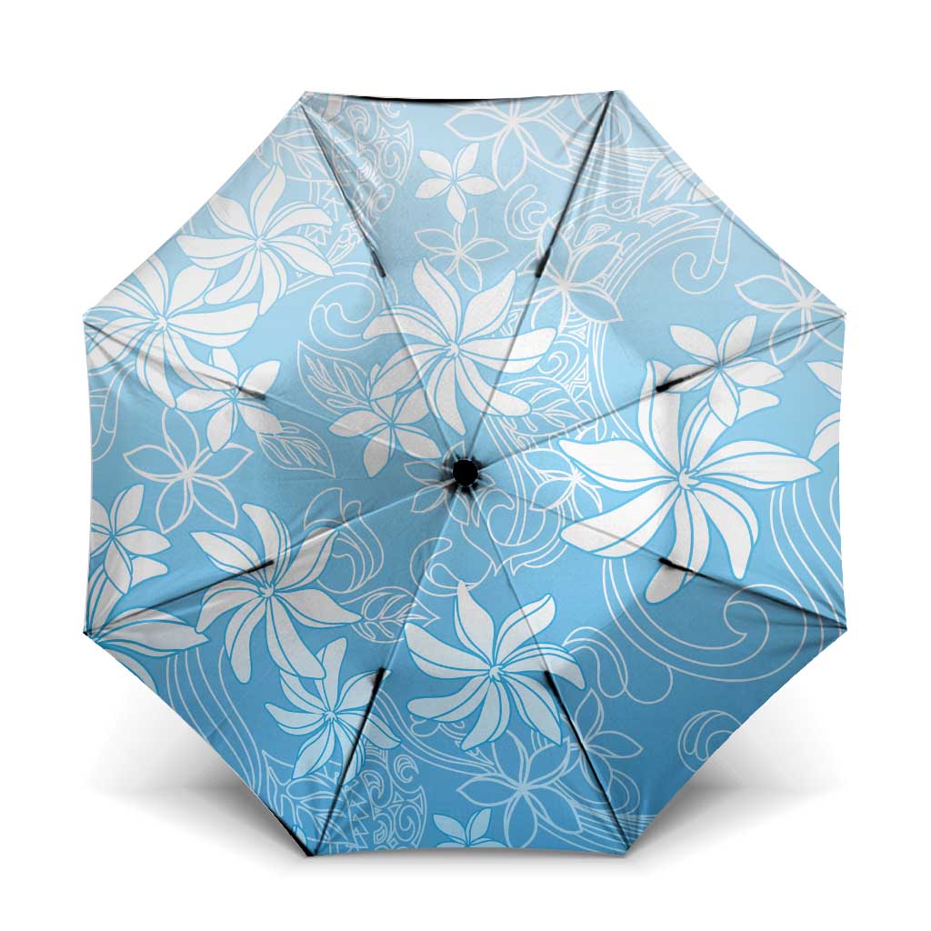 Tiare Tahiti Umbrella Blue Polynesia Motifs - Polynesian Pride