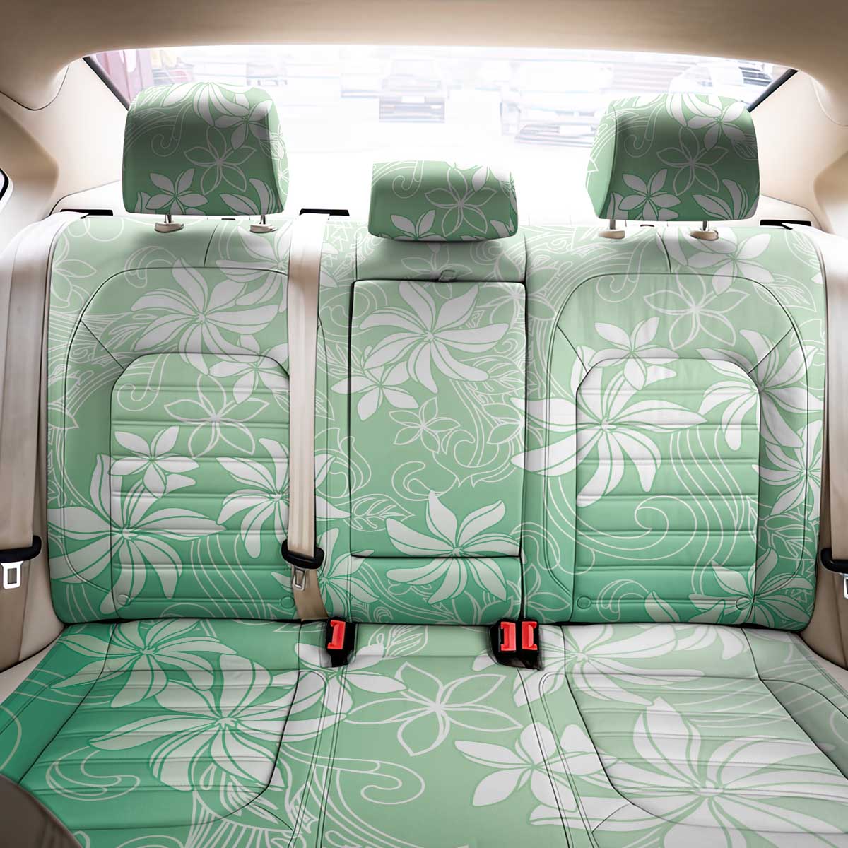 Tiare Tahiti Back Car Seat Cover Matcha Polynesia Motifs - Polynesian Pride