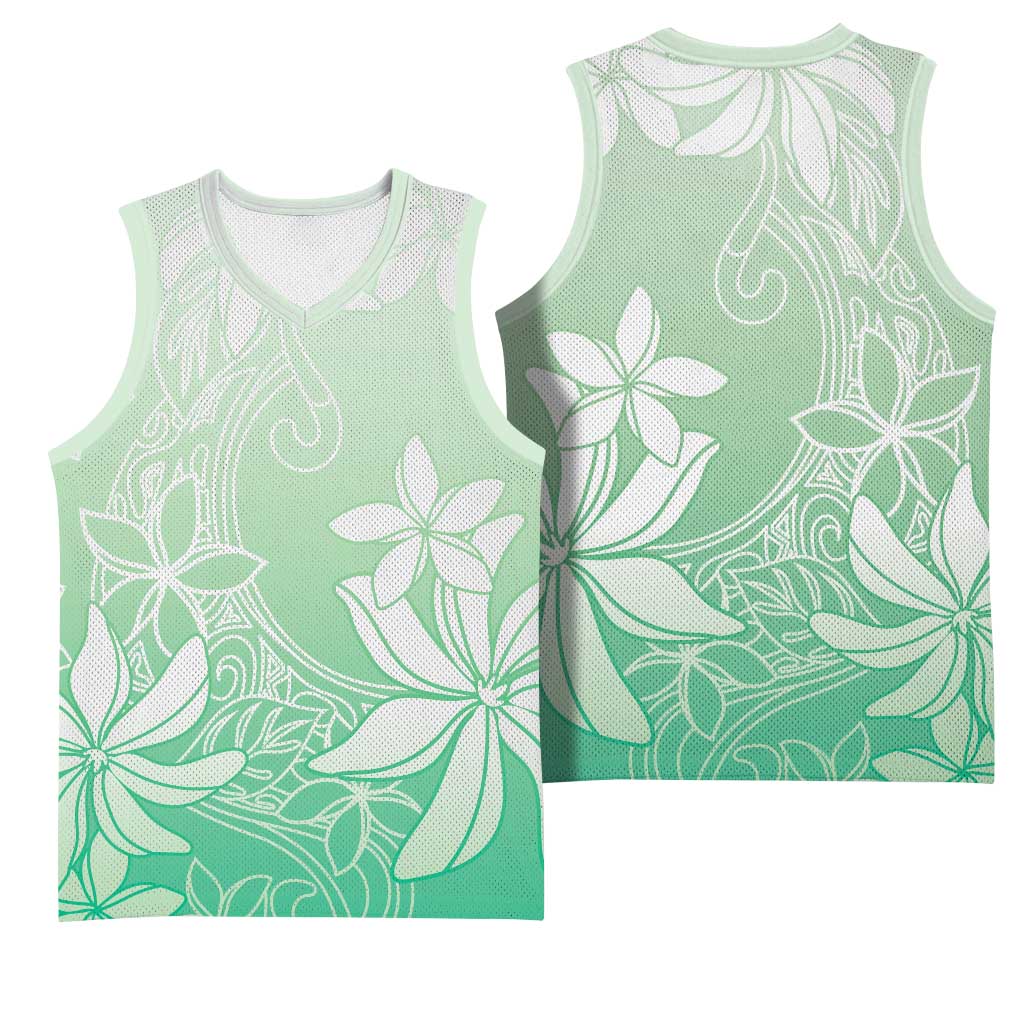 Tiare Tahiti Basketball Jersey Matcha Polynesia Motifs - Polynesian Pride