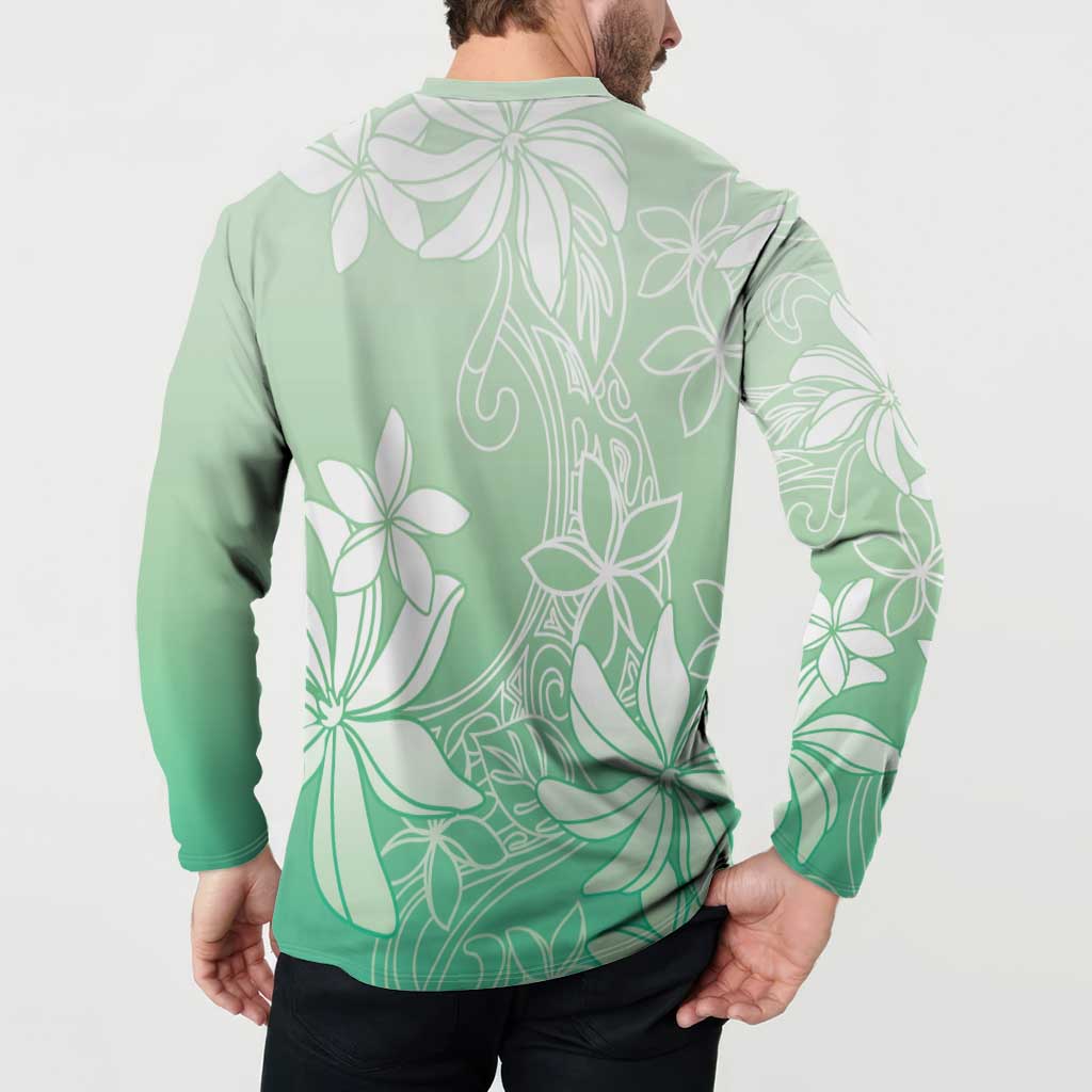 Tiare Tahiti Button Sweatshirt Matcha Polynesia Motifs - Polynesian Pride