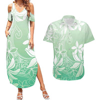 Tiare Tahiti Couples Matching Summer Maxi Dress and Hawaiian Shirt Matcha Polynesia Motifs - Polynesian Pride
