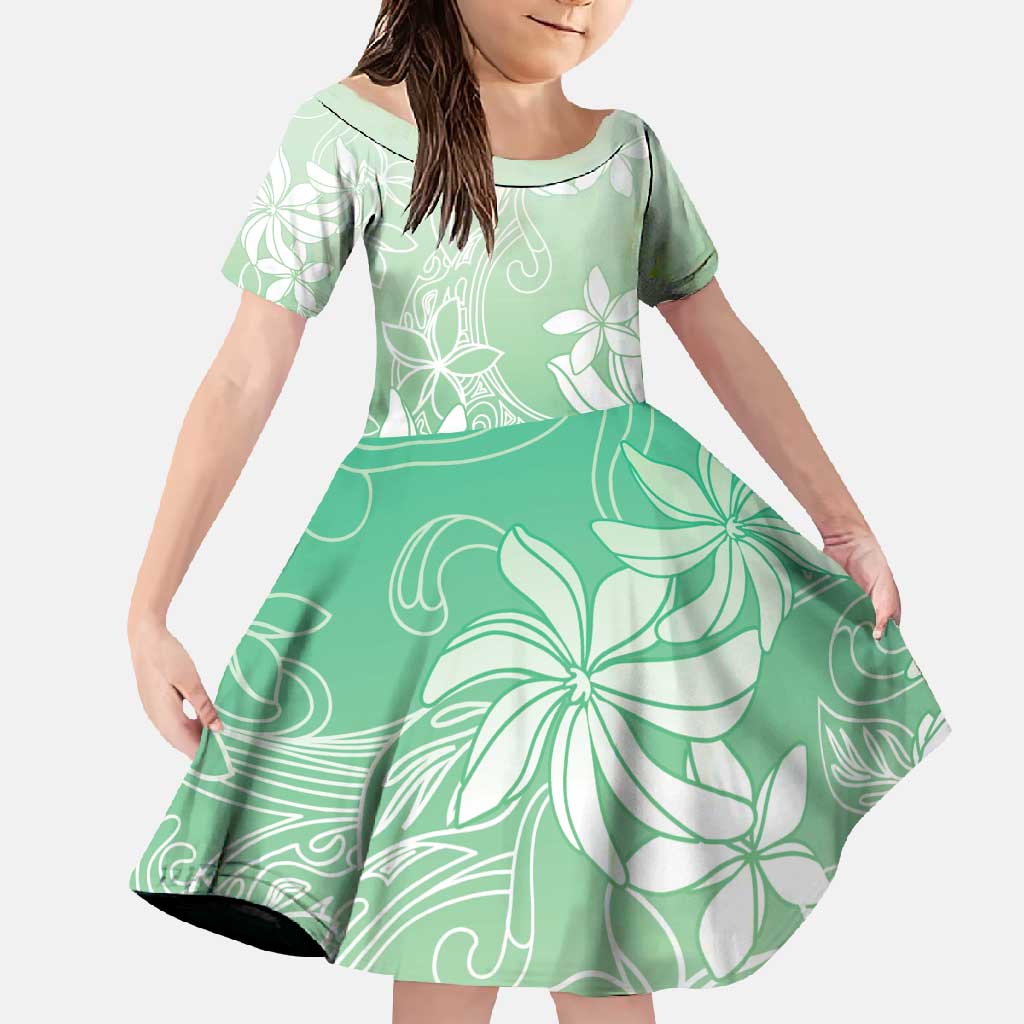 Tiare Tahiti Family Matching Long Sleeve Bodycon Dress and Hawaiian Shirt Matcha Polynesia Motifs - Polynesian Pride