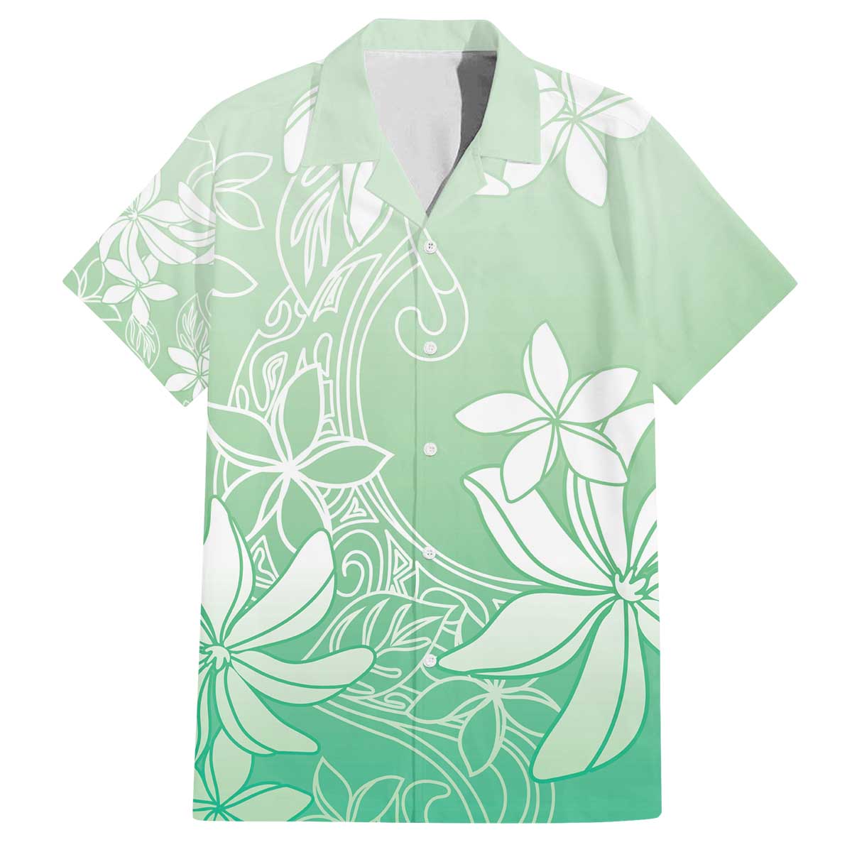 Tiare Tahiti Family Matching Off The Shoulder Long Sleeve Dress and Hawaiian Shirt Matcha Polynesia Motifs - Polynesian Pride