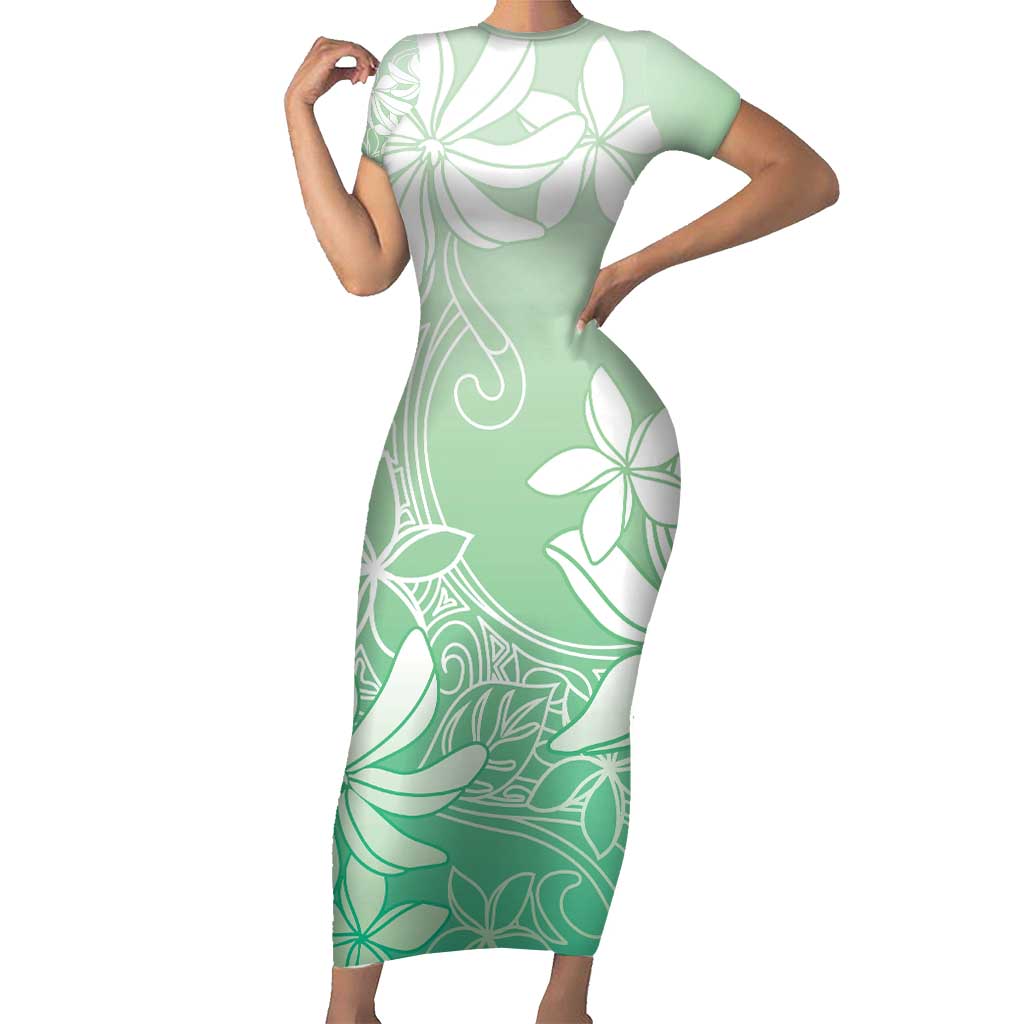 Tiare Tahiti Family Matching Short Sleeve Bodycon Dress and Hawaiian Shirt Matcha Polynesia Motifs - Polynesian Pride