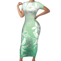 Tiare Tahiti Family Matching Short Sleeve Bodycon Dress and Hawaiian Shirt Matcha Polynesia Motifs - Polynesian Pride