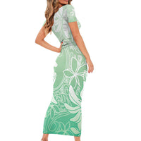 Tiare Tahiti Family Matching Short Sleeve Bodycon Dress and Hawaiian Shirt Matcha Polynesia Motifs - Polynesian Pride