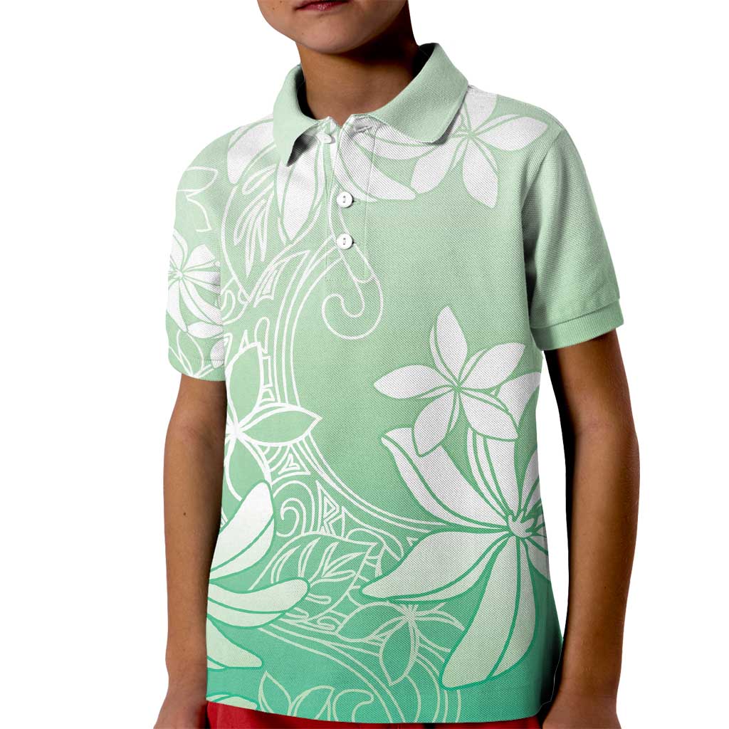 Tiare Tahiti Kid Polo Shirt Matcha Polynesia Motifs - Polynesian Pride