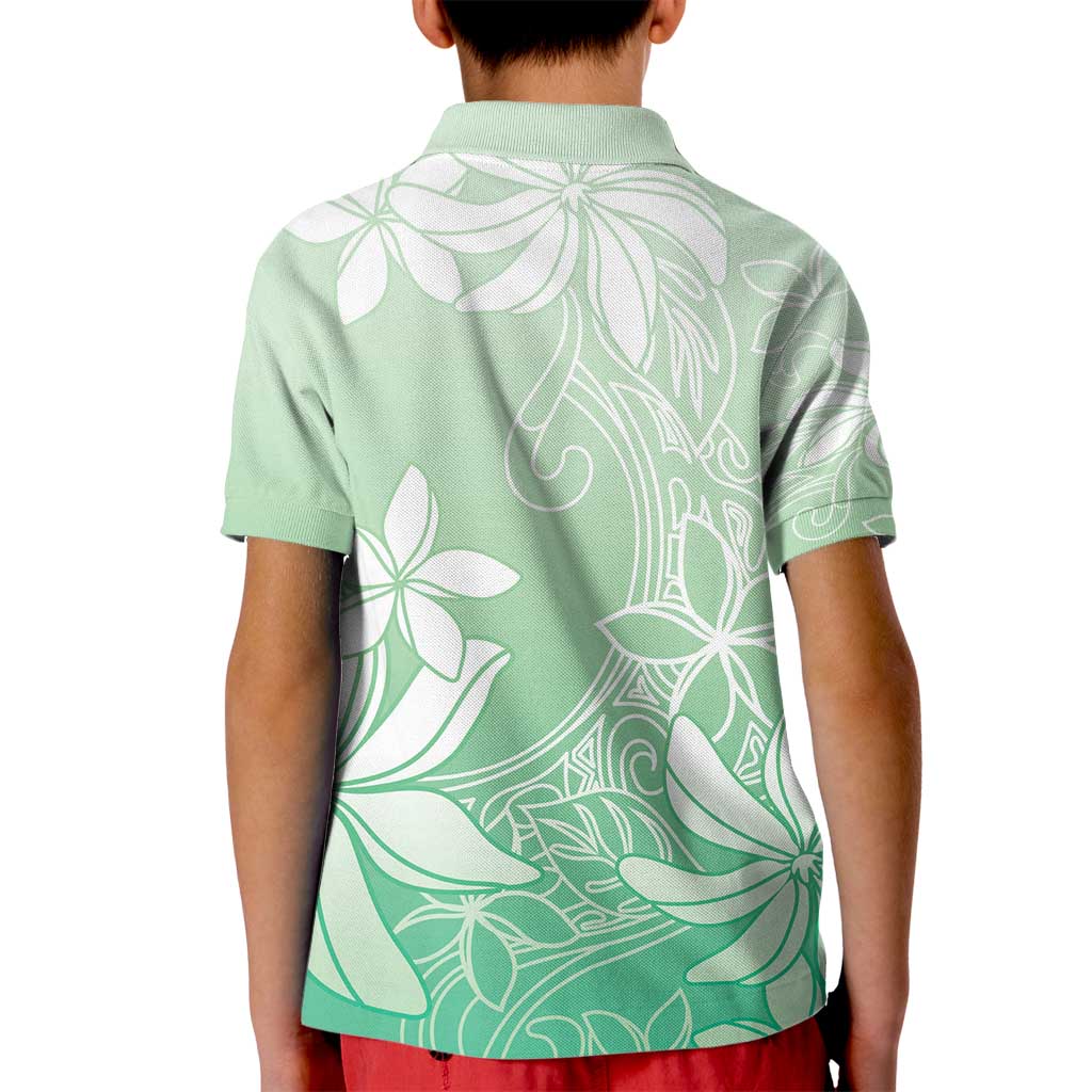 Tiare Tahiti Kid Polo Shirt Matcha Polynesia Motifs - Polynesian Pride