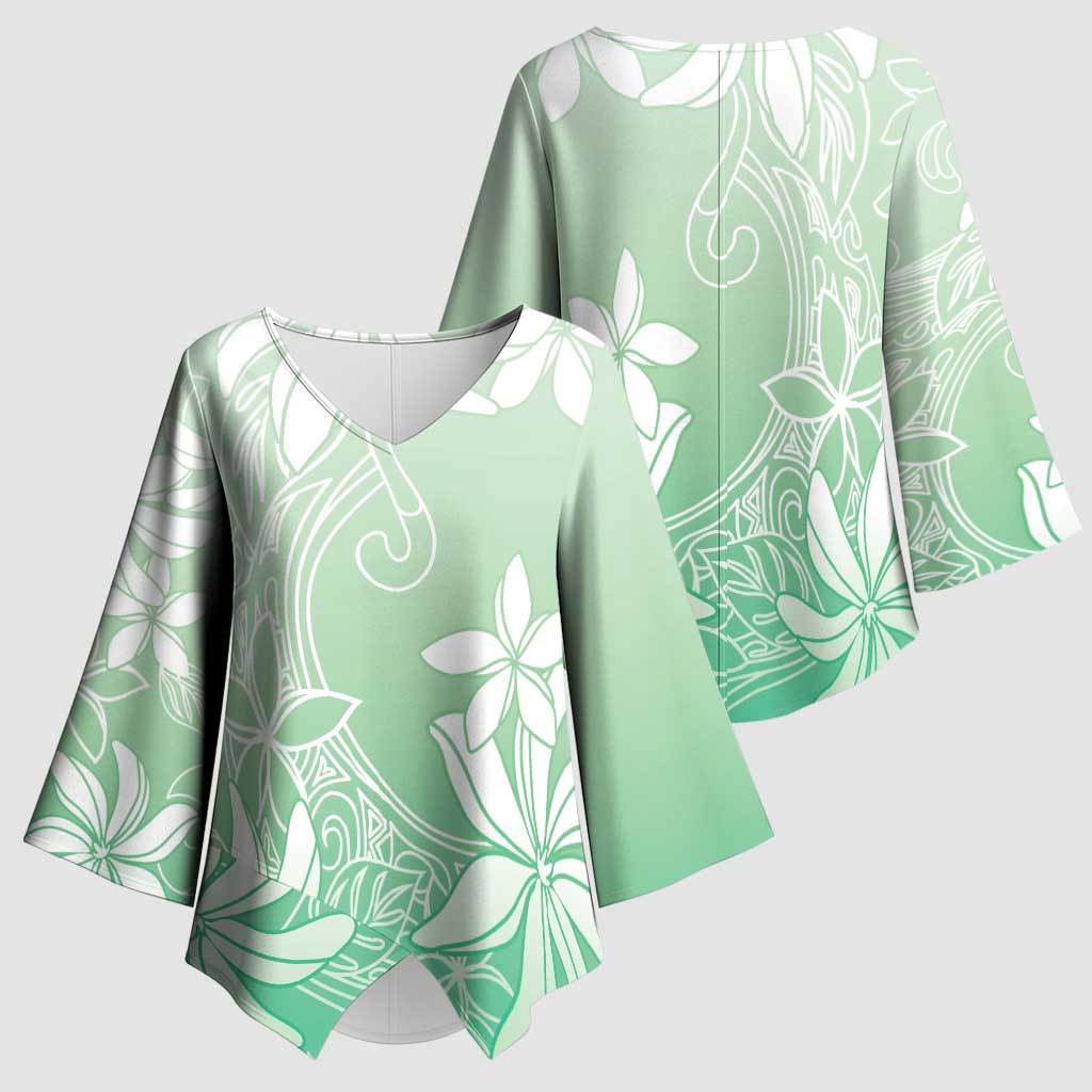 Tiare Tahiti Kimono Sleeve Blouse Matcha Polynesia Motifs - Polynesian Pride