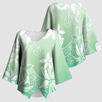 Tiare Tahiti Kimono Sleeve Blouse Matcha Polynesia Motifs - Polynesian Pride