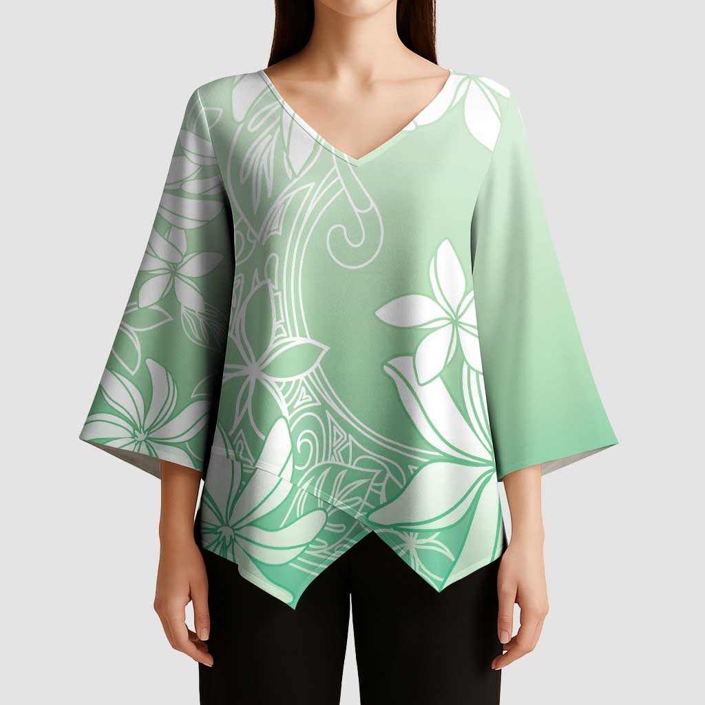 Tiare Tahiti Kimono Sleeve Blouse Matcha Polynesia Motifs - Polynesian Pride