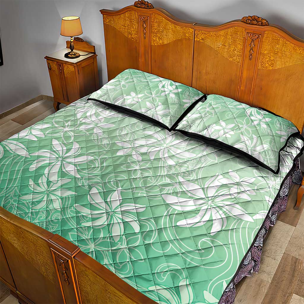 Tiare Tahiti Quilt Bed Set Matcha Polynesia Motifs - Polynesian Pride