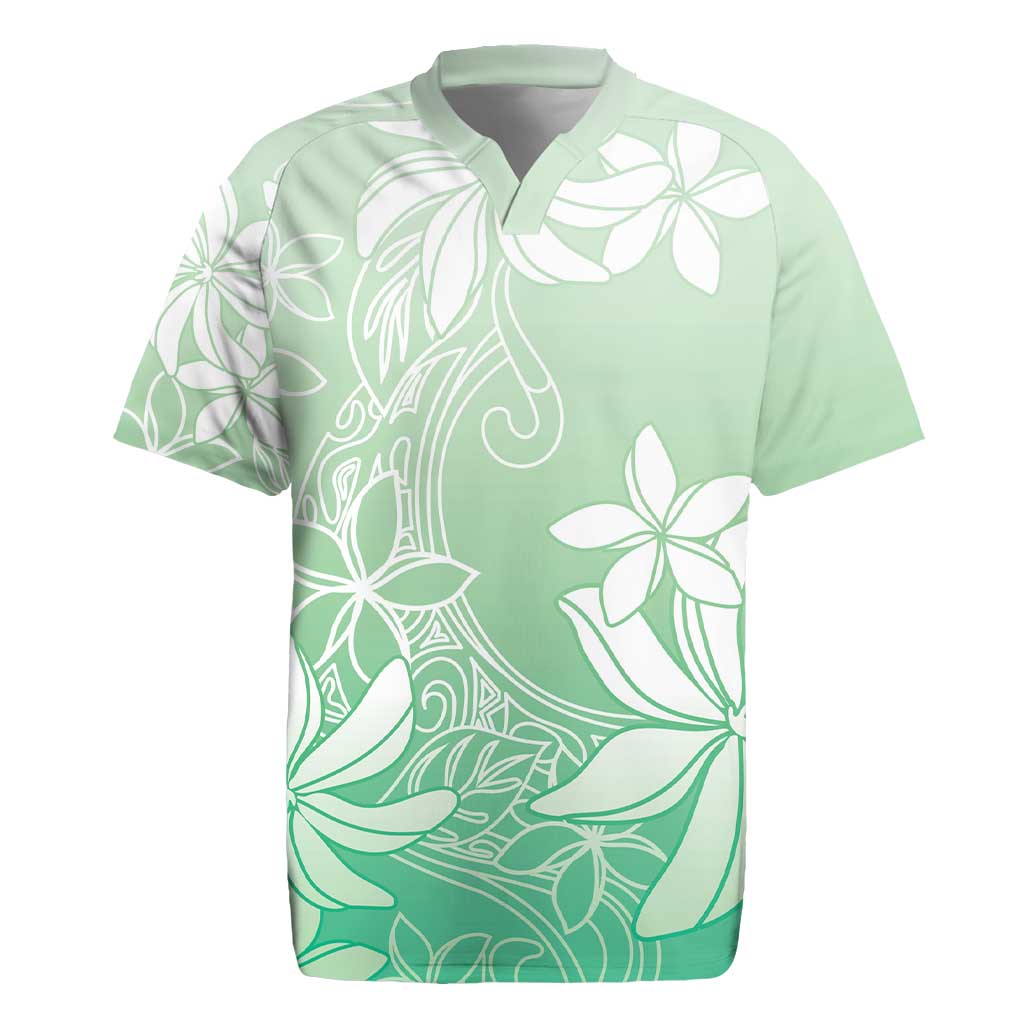Tiare Tahiti Rugby Jersey Matcha Polynesia Motifs - Polynesian Pride