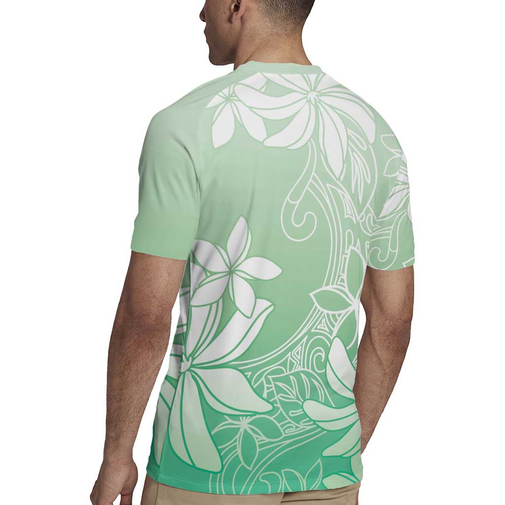 Tiare Tahiti Rugby Jersey Matcha Polynesia Motifs - Polynesian Pride