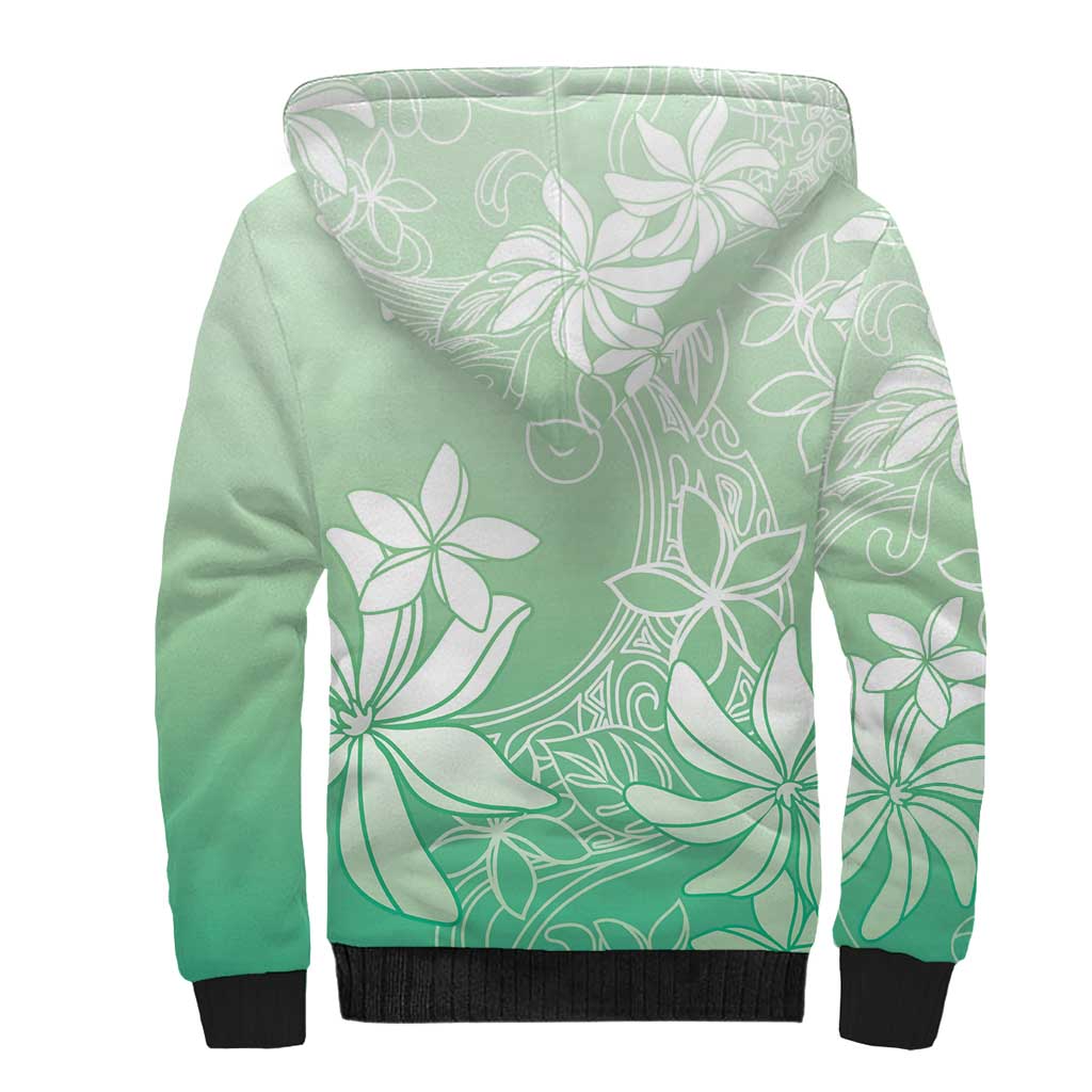 Tiare Tahiti Sherpa Hoodie Matcha Polynesia Motifs - Polynesian Pride
