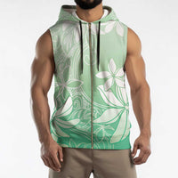 Tiare Tahiti Sleeveless Zip Hoodie Matcha Polynesia Motifs - Polynesian Pride