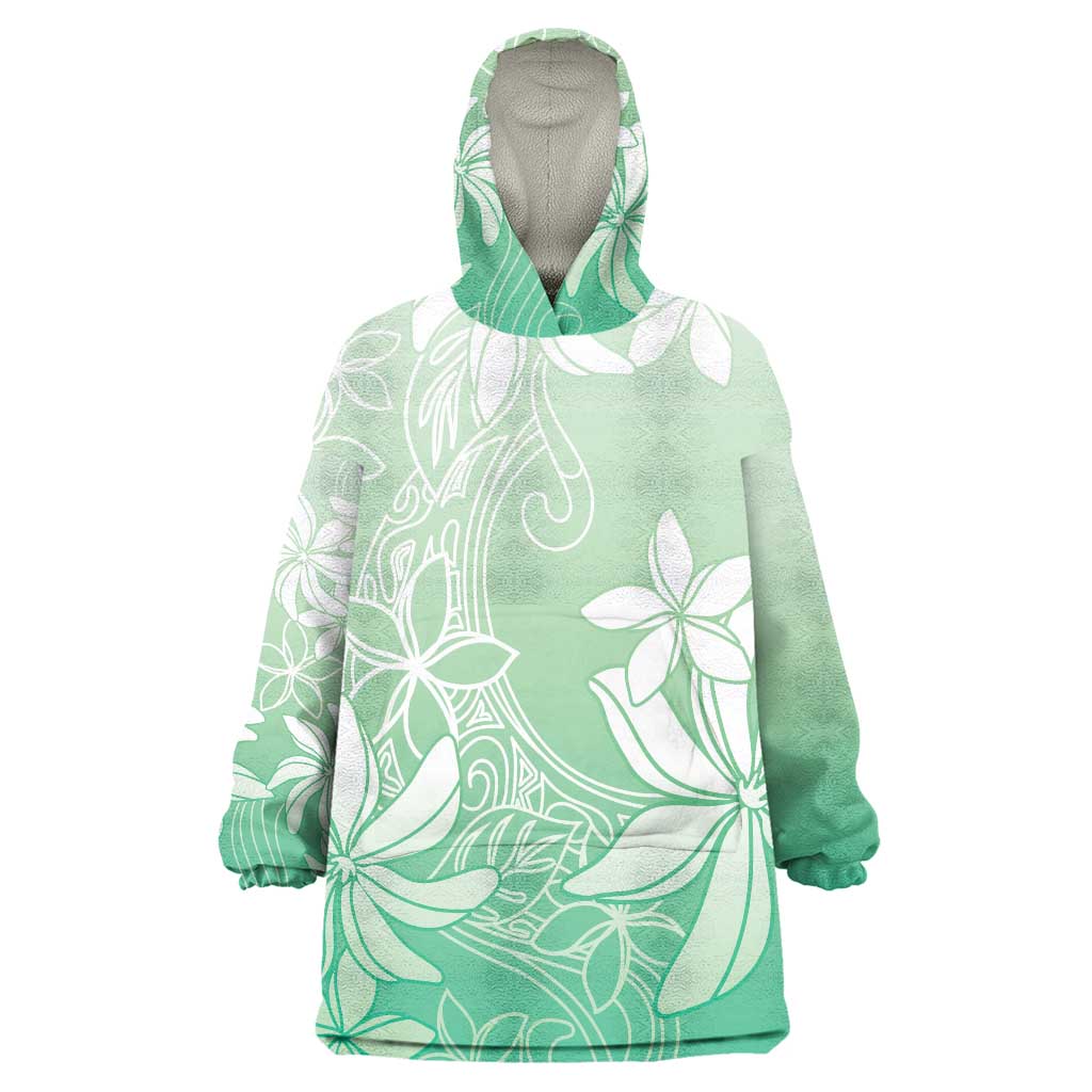 Tiare Tahiti Wearable Blanket Hoodie Matcha Polynesia Motifs - Polynesian Pride
