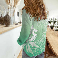 Tiare Tahiti Women Casual Shirt Matcha Polynesia Motifs - Polynesian Pride