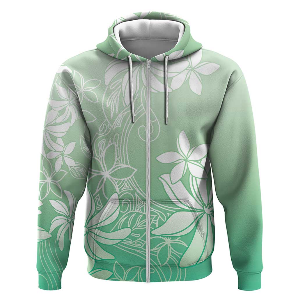 Tiare Tahiti Zip Hoodie Matcha Polynesia Motifs - Polynesian Pride