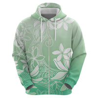 Tiare Tahiti Zip Hoodie Matcha Polynesia Motifs - Polynesian Pride