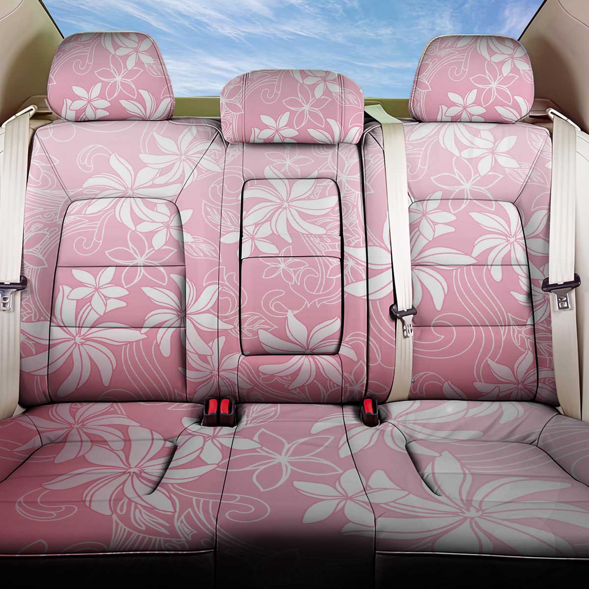 Tiare Tahiti Back Car Seat Cover Pink Polynesia Motifs - Polynesian Pride