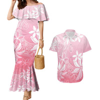 Tiare Tahiti Couples Matching Mermaid Dress and Hawaiian Shirt Pink Polynesia Motifs - Polynesian Pride