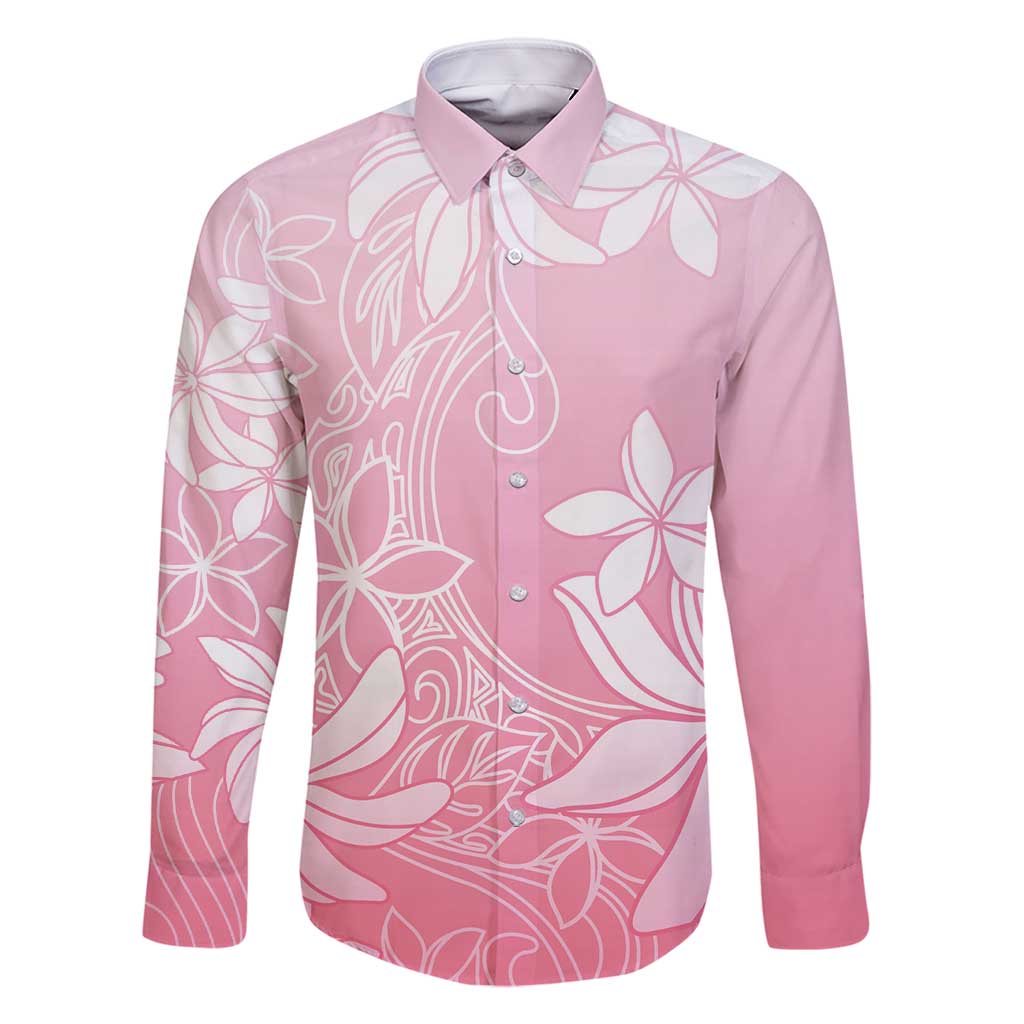 Tiare Tahiti Family Matching Long Sleeve Bodycon Dress and Hawaiian Shirt Pink Polynesia Motifs - Polynesian Pride