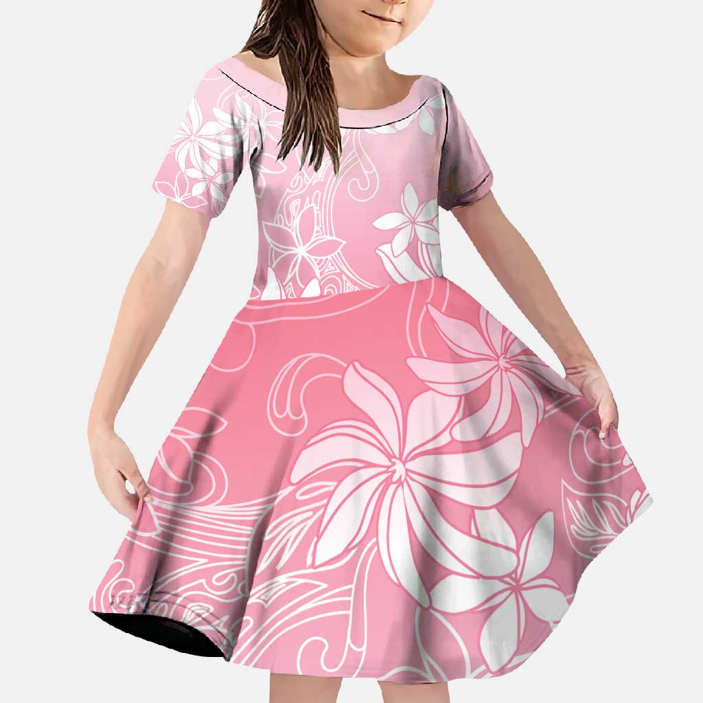 Tiare Tahiti Family Matching Off Shoulder Maxi Dress and Hawaiian Shirt Pink Polynesia Motifs - Polynesian Pride