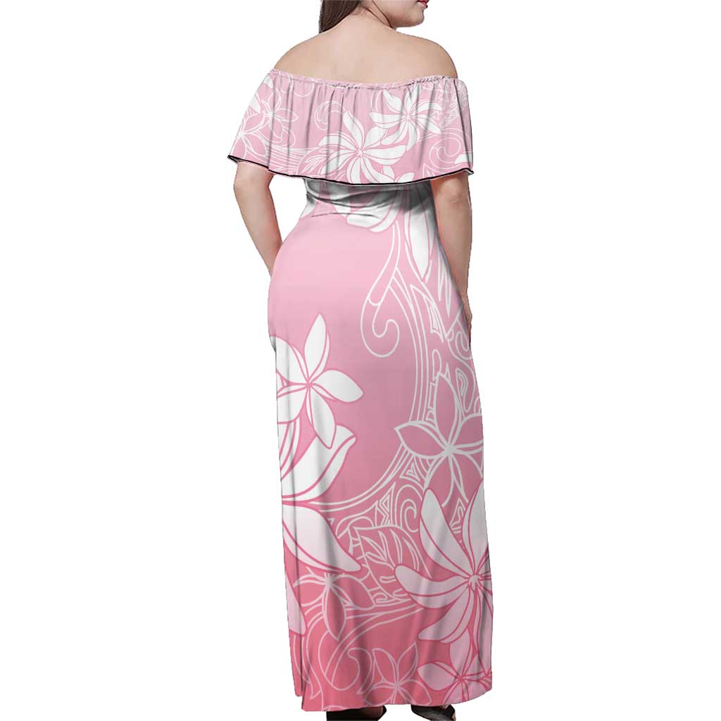 Tiare Tahiti Family Matching Off Shoulder Maxi Dress and Hawaiian Shirt Pink Polynesia Motifs - Polynesian Pride