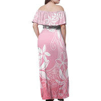 Tiare Tahiti Family Matching Off Shoulder Maxi Dress and Hawaiian Shirt Pink Polynesia Motifs - Polynesian Pride