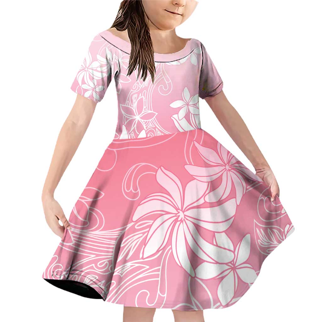 Tiare Tahiti Family Matching Off Shoulder Short Dress and Hawaiian Shirt Pink Polynesia Motifs - Polynesian Pride