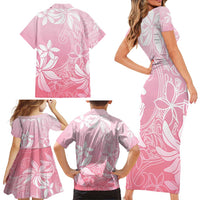 Tiare Tahiti Family Matching Short Sleeve Bodycon Dress and Hawaiian Shirt Pink Polynesia Motifs - Polynesian Pride