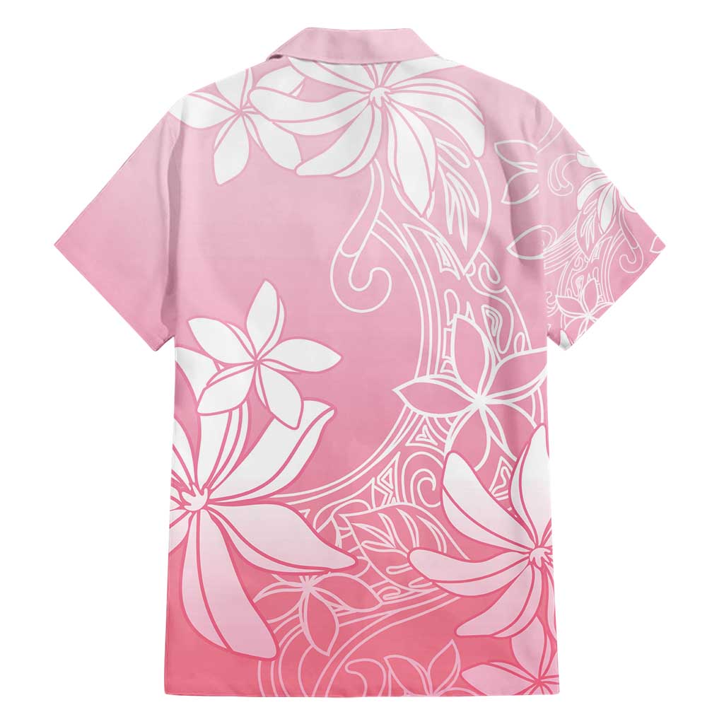 Tiare Tahiti Family Matching Short Sleeve Bodycon Dress and Hawaiian Shirt Pink Polynesia Motifs - Polynesian Pride