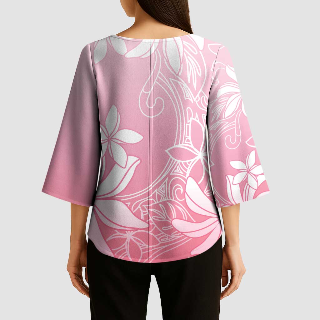Tiare Tahiti Kimono Sleeve Blouse Pink Polynesia Motifs - Polynesian Pride