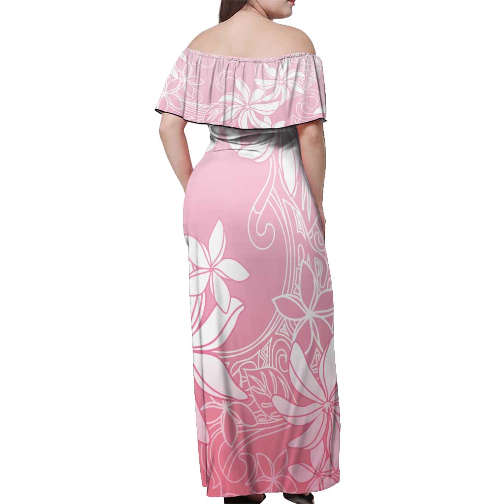 Tiare Tahiti Off Shoulder Maxi Dress Pink Polynesia Motifs - Polynesian Pride