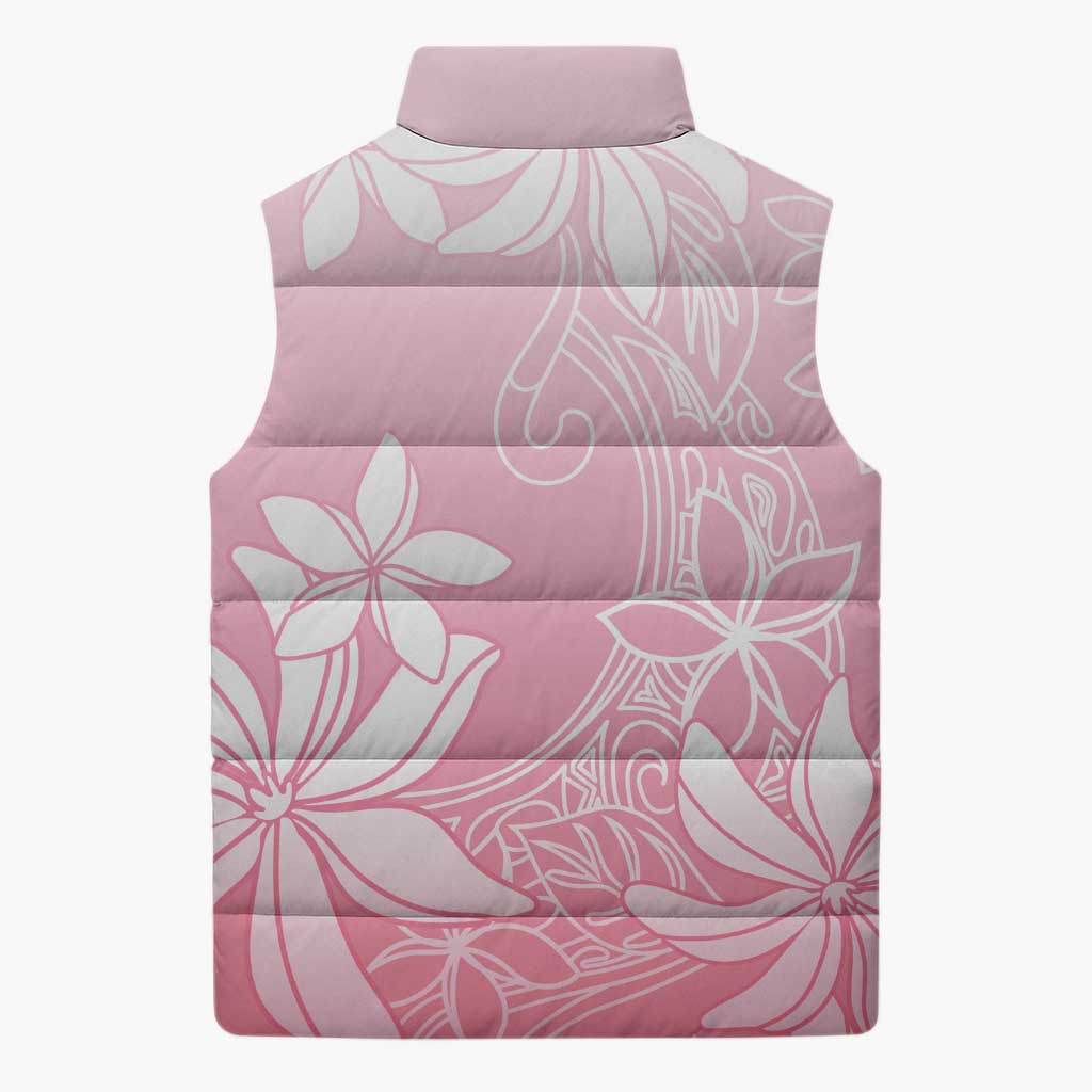 Tiare Tahiti Sleeveless Puffer Jacket Pink Polynesia Motifs - Polynesian Pride