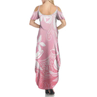 Tiare Tahiti Summer Maxi Dress Pink Polynesia Motifs - Polynesian Pride
