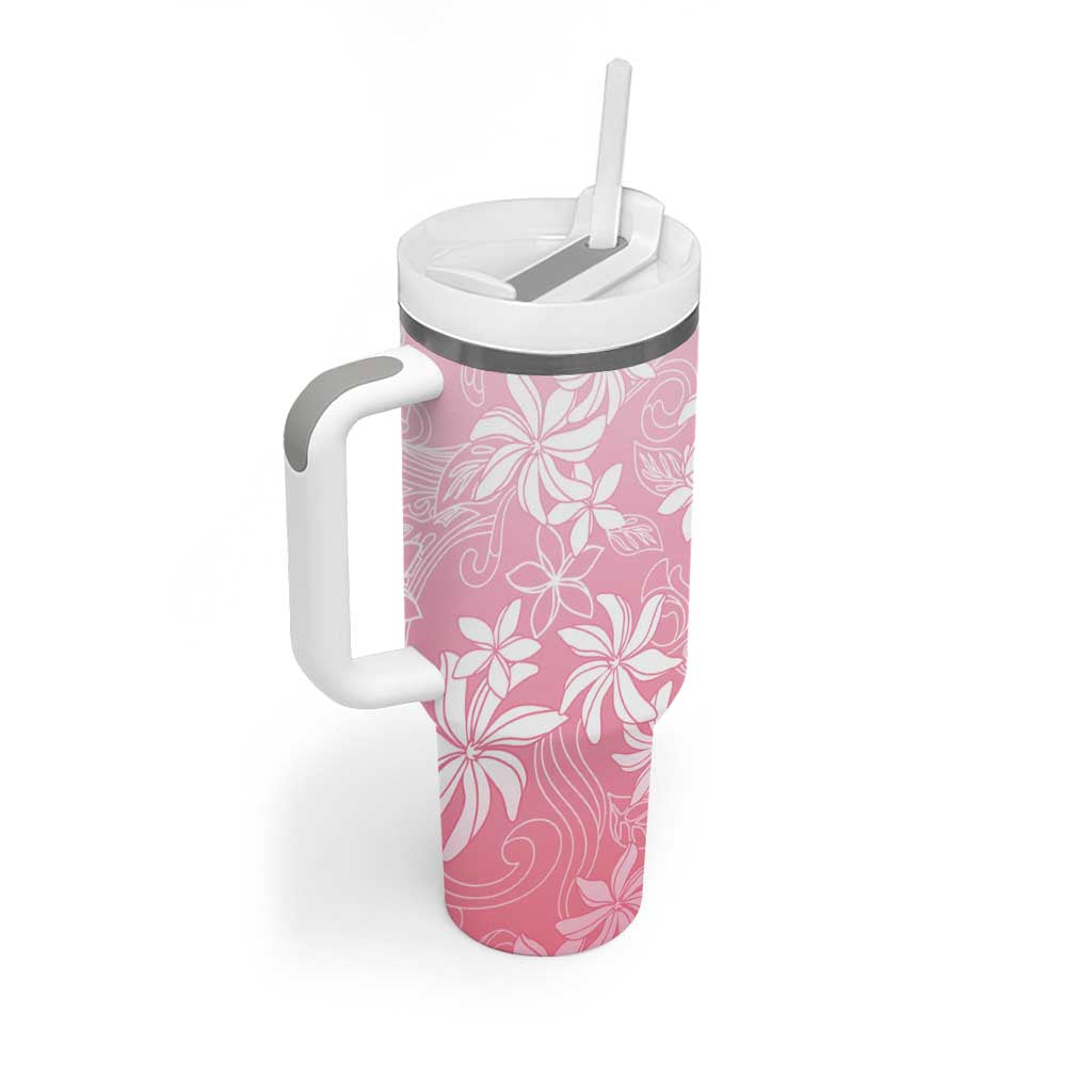 Tiare Tahiti Tumbler With Handle Pink Polynesia Motifs - Polynesian Pride