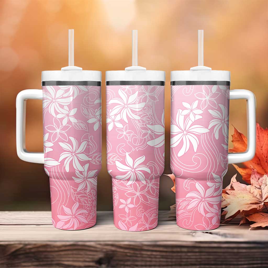 Tiare Tahiti Tumbler With Handle Pink Polynesia Motifs - Polynesian Pride