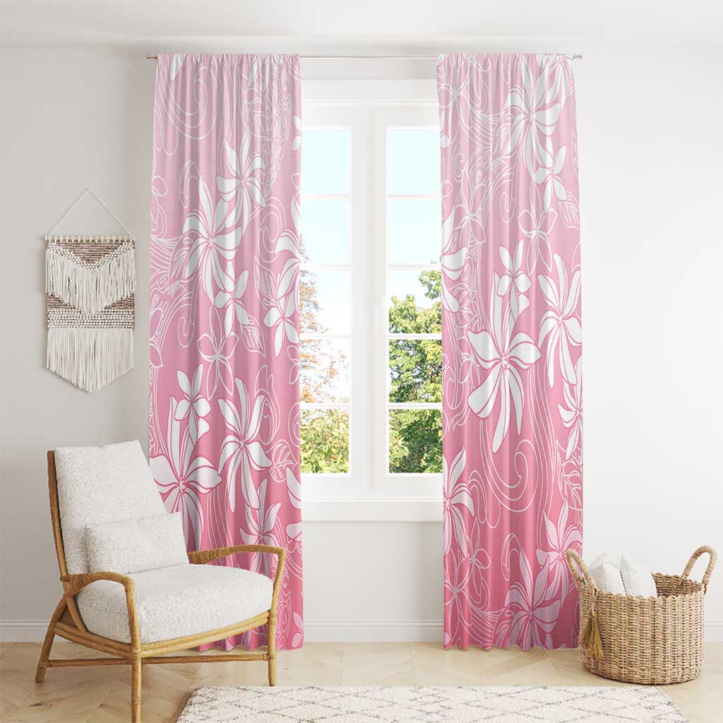 Tiare Tahiti Window Curtain Pink Polynesia Motifs - Polynesian Pride